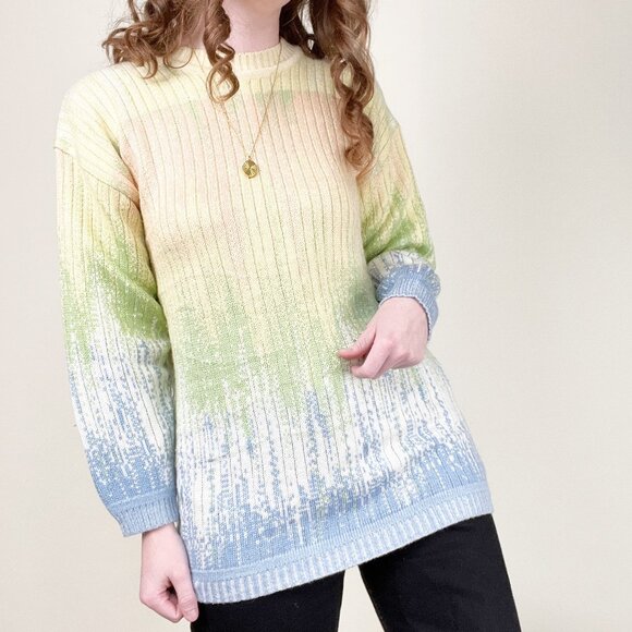 Rare Vintage Tangiers 3-D Knit Wool Rainbow Oversized Slouchy Sweater 80s 90s - Picture 8 of 8